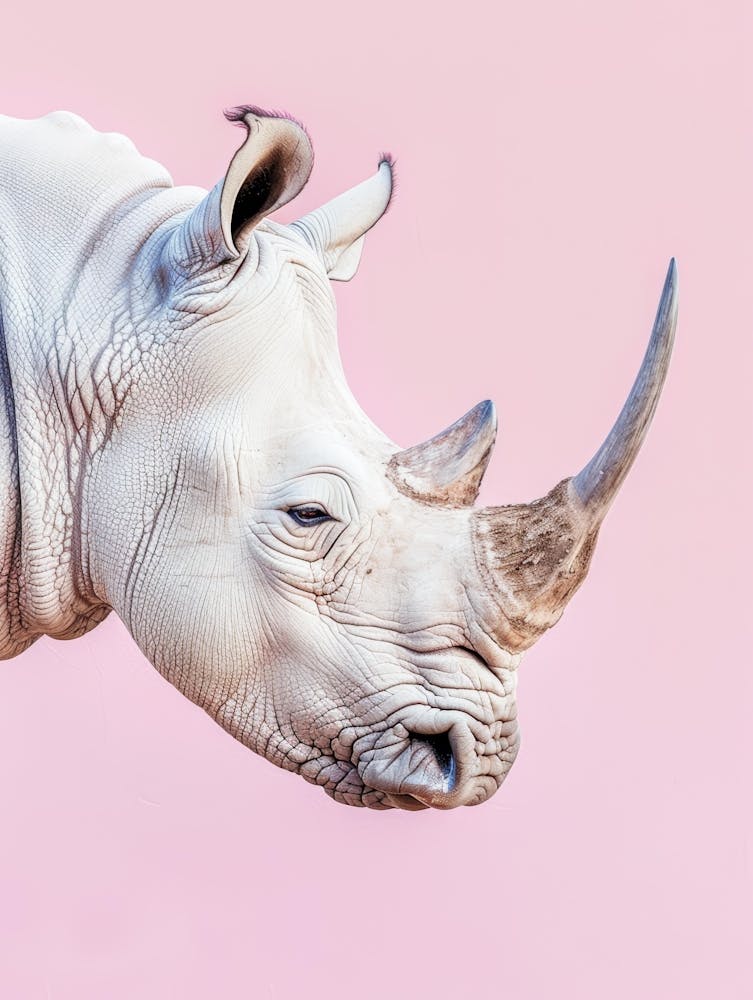 Rhinocéros sur fond rose 1