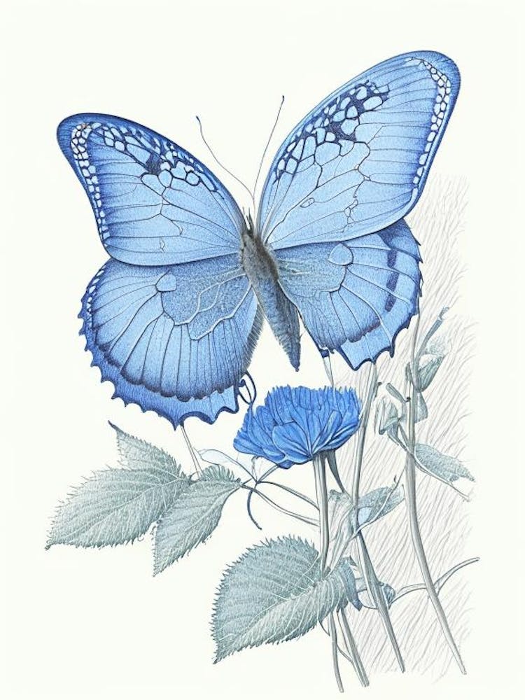 Common Blue Butterfly Andy Warhol Inspired 1