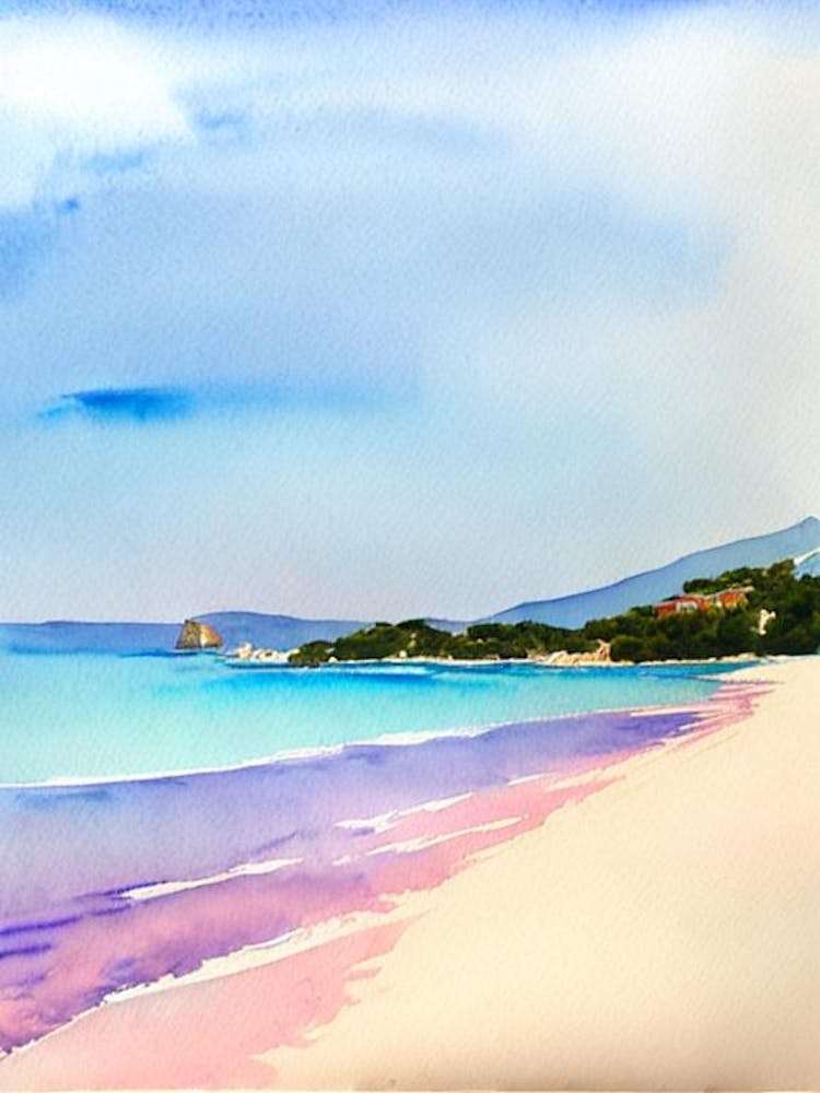 Voutoumi Beach 2, Antipaxos, Greece Watercolour