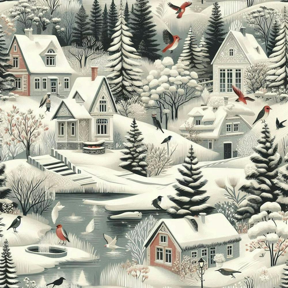 Village d'Hiver Dans la Forêt