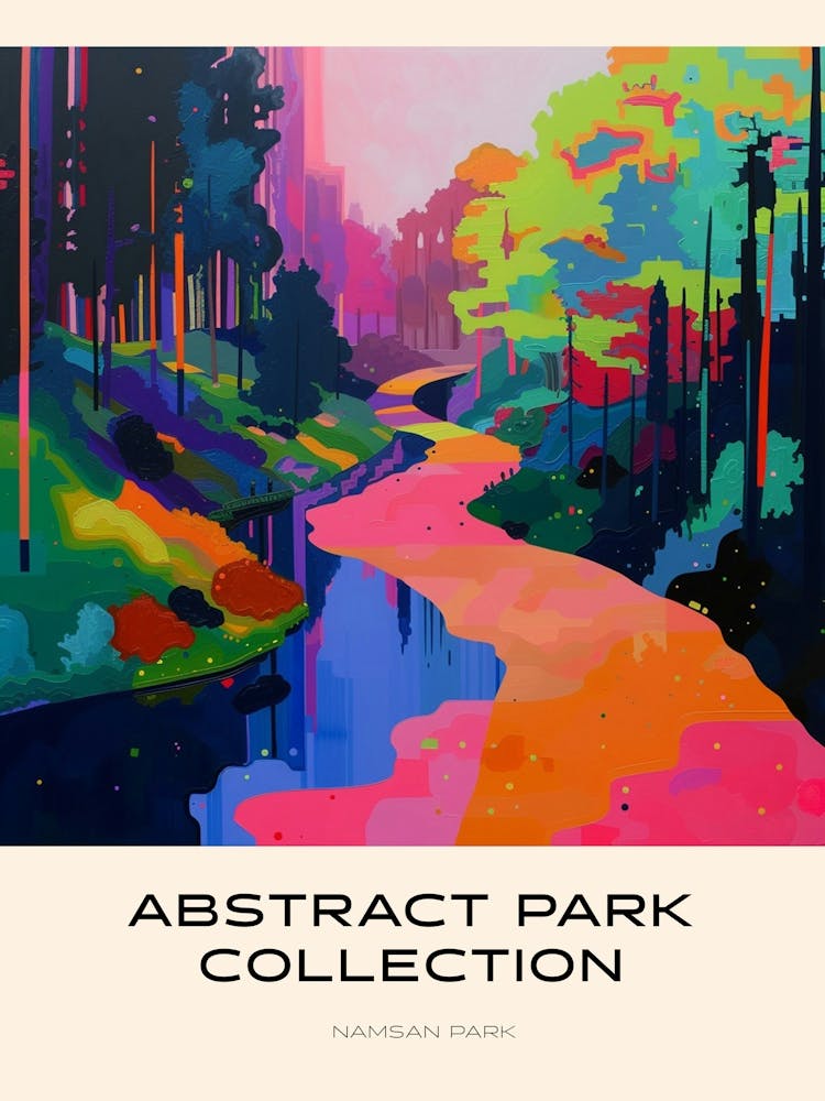 Abstract Park Collection Poster Namsan Park Seoul South Korea 3