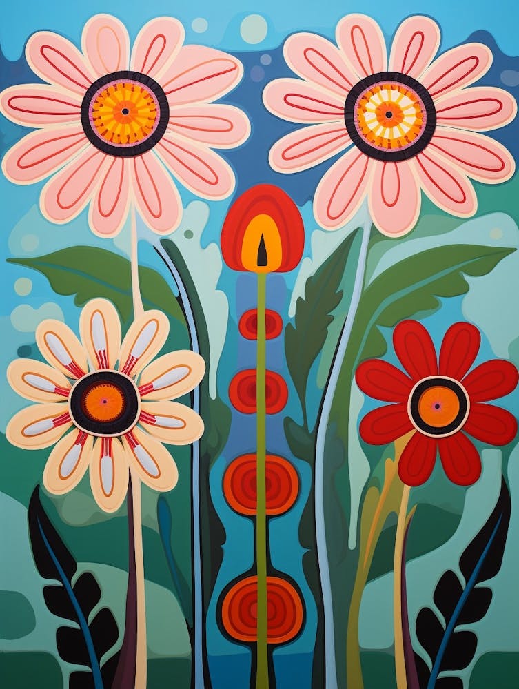 Peinture Motif Fleur Cosmos 1
