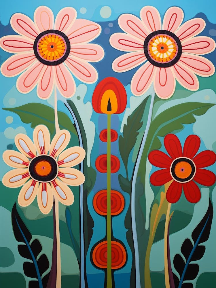 Flower Motif Painting Cosmos 1
