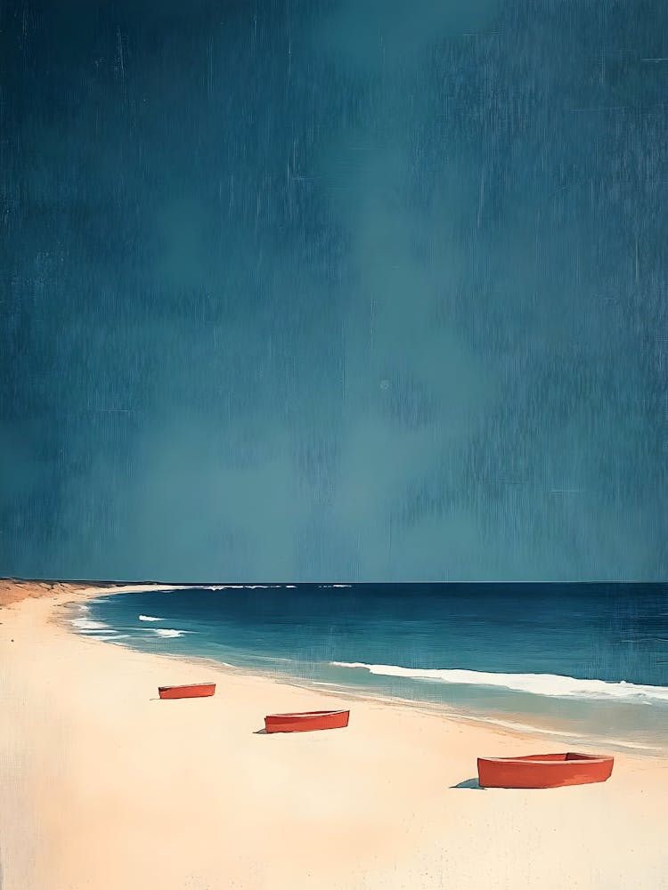 Red Boats On The Beach