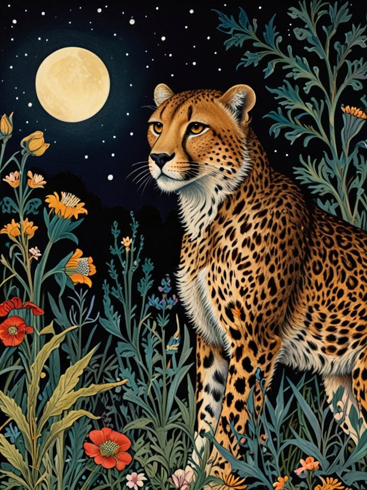 William Morris Cheetah In The Moonlight