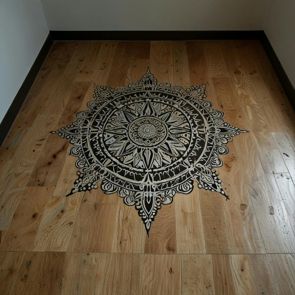 Henna Design On Wood Floor