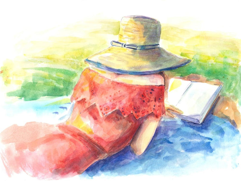 Mädchen mit einem Buch Aquarell