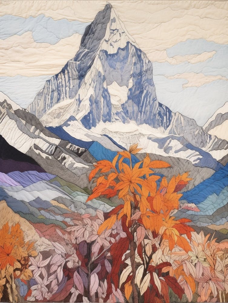 Makalu Nepal 2 Colourful Mountain Illustration