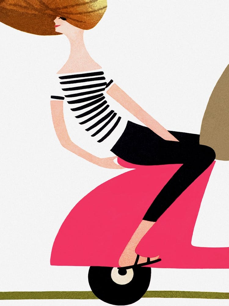 Girl On A Scooter Vintage Poster