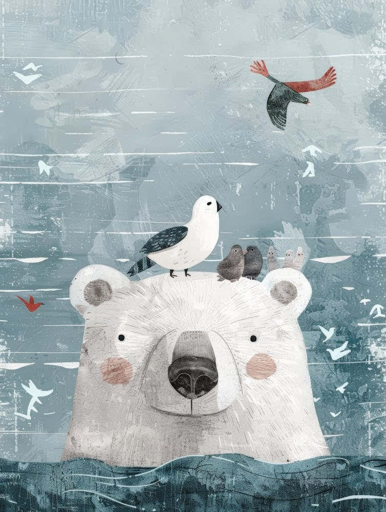 Polar Bear And Birds 2
