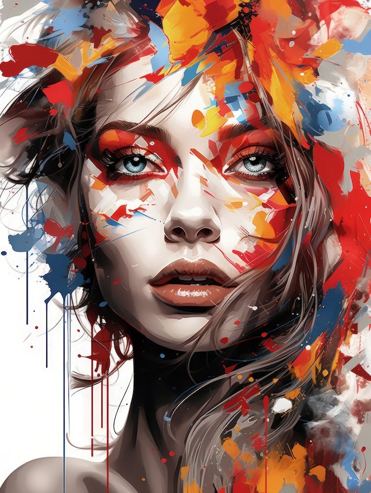 Portrait Of A Woman Splash Color 1