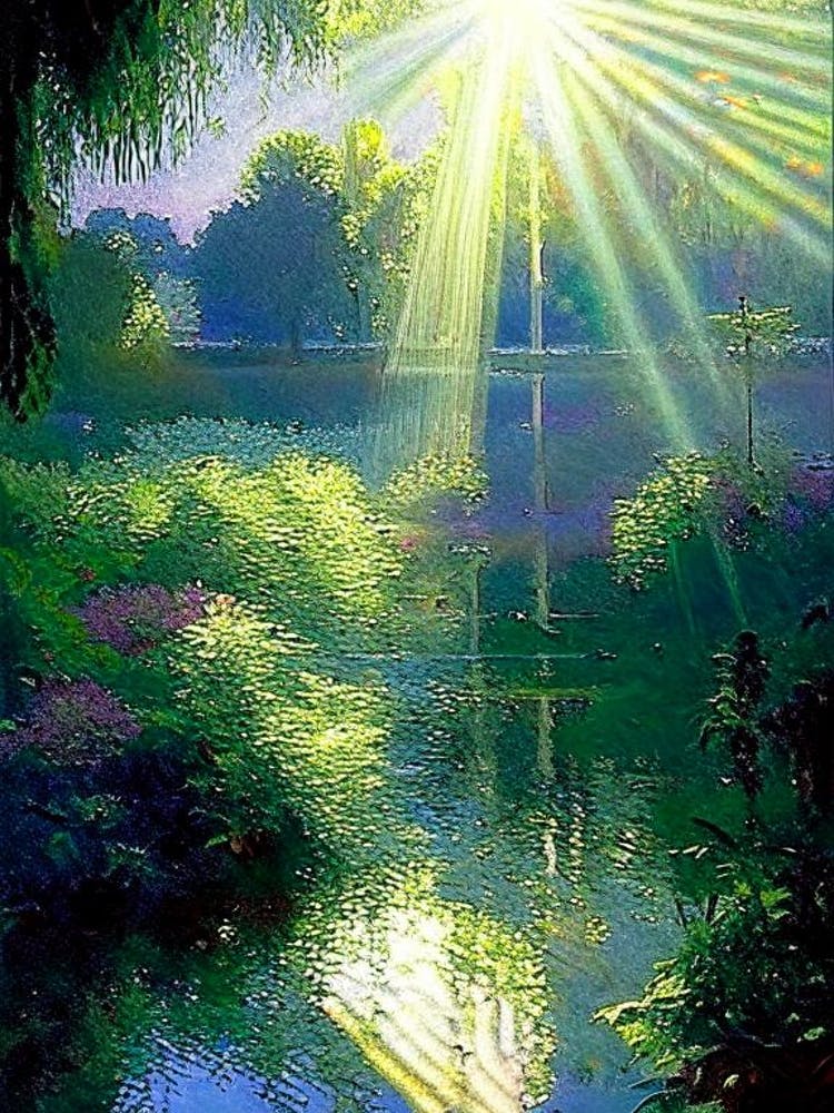 Adelaide Botanic Garden, 1, Australia Classic Monet Style Painting