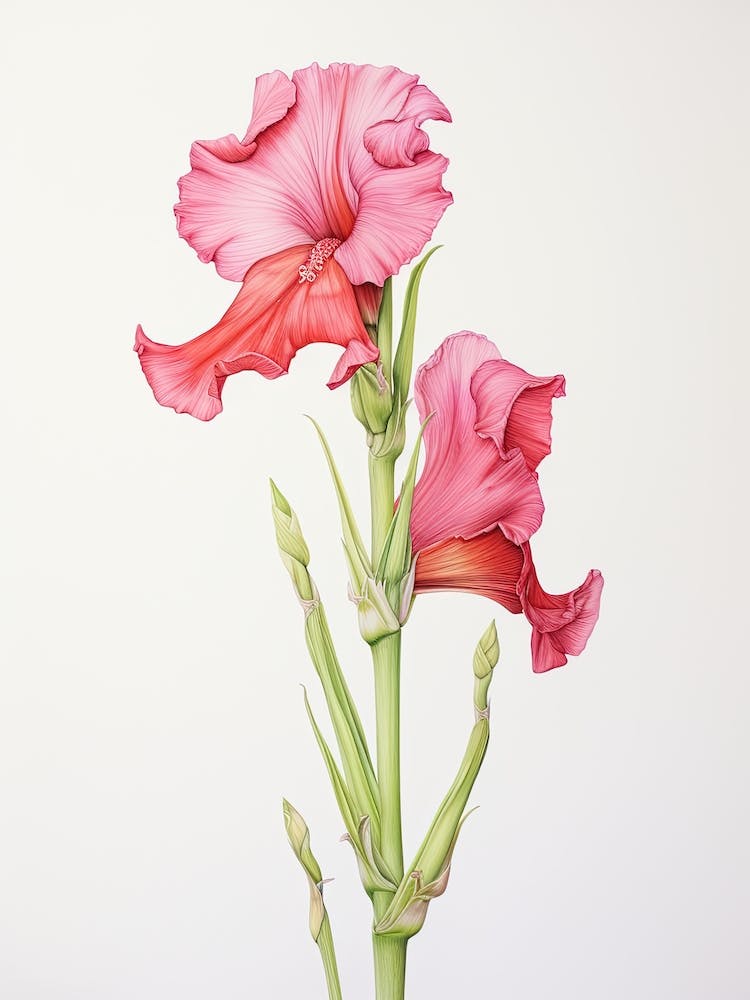 Gladiolus Flower Vintage Botanical 2