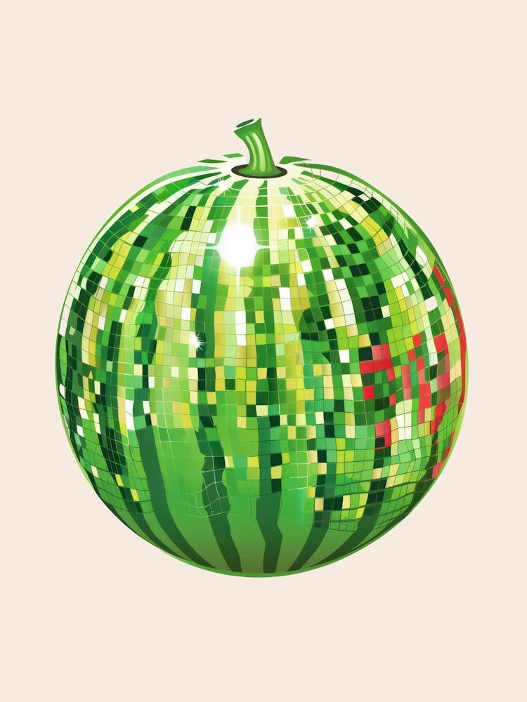 Disco Ball Watermelon Art Disco Poster Trendy Aesthetic Art Food Kitchen