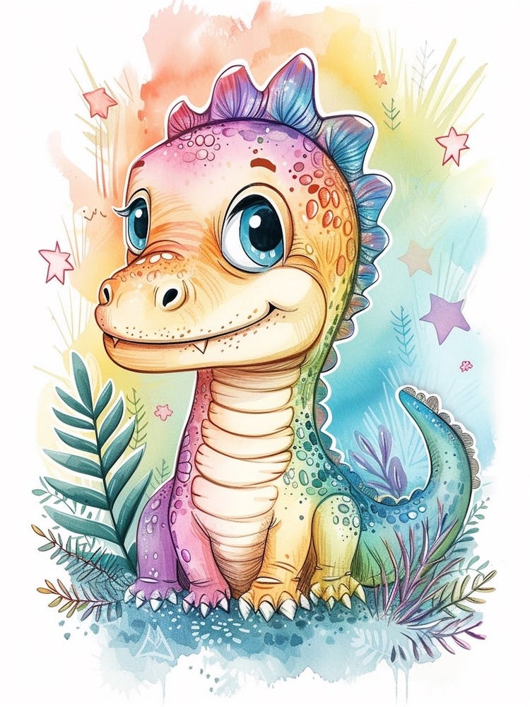 Dinosaure arc-en-ciel étoilé la nuit 2