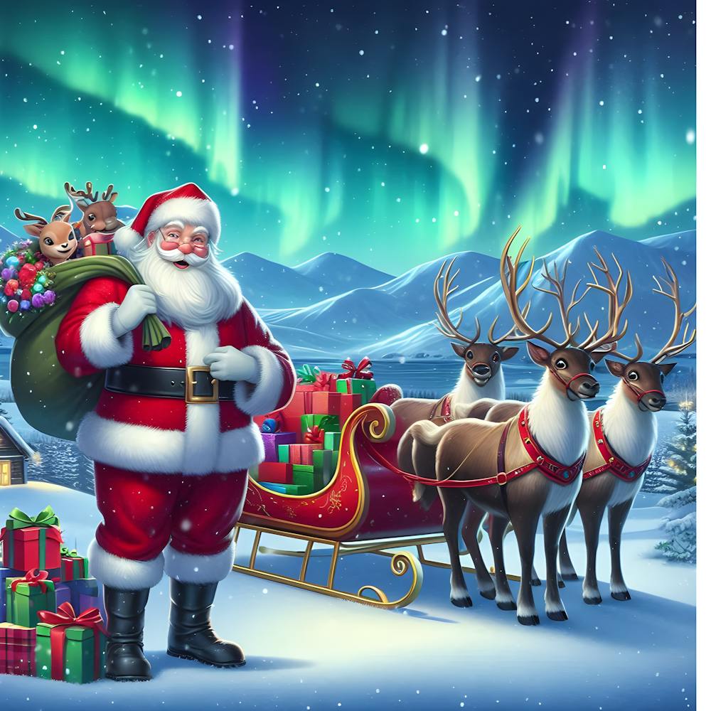 Santa Claus With Reindeer
