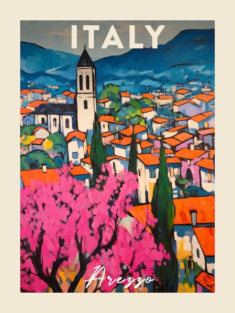Arezzo Italy 3 Fauvist Painting  Travel Poster