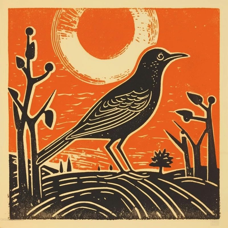 Retro Bird Lithograph Hermit Thrush 4