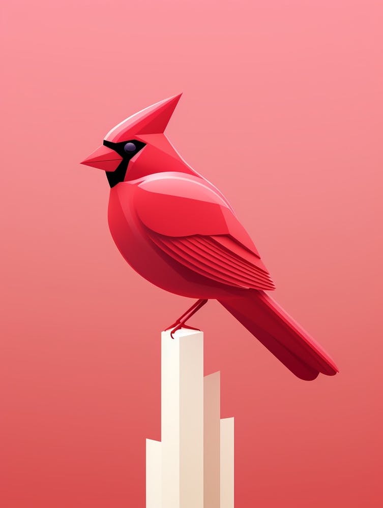 Minimalist Northern Cardinal 4 Illustration