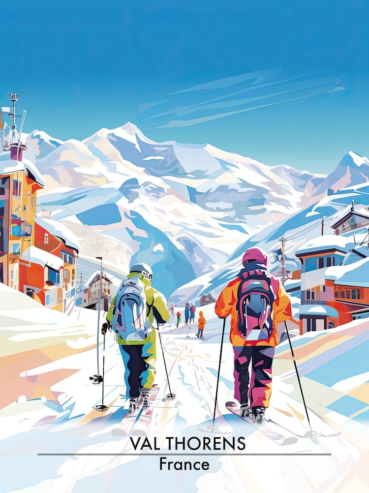 Val Thorens   France, Ski Resort Poster Illustration 1