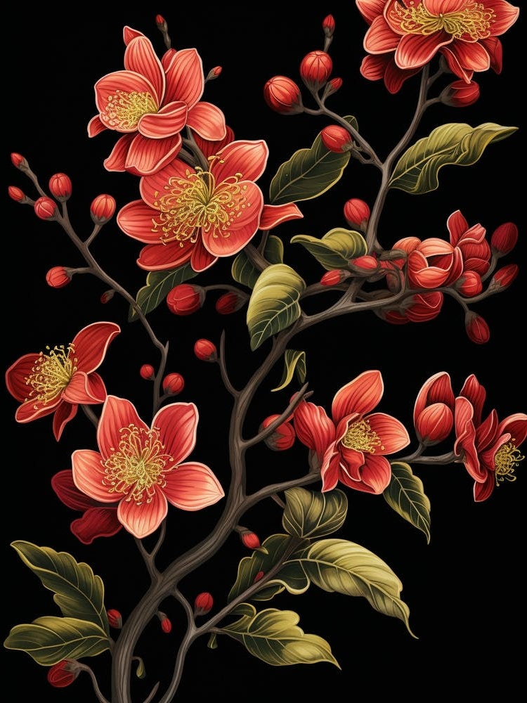 Witch Hazel 4 William Morris Style Winter Florals