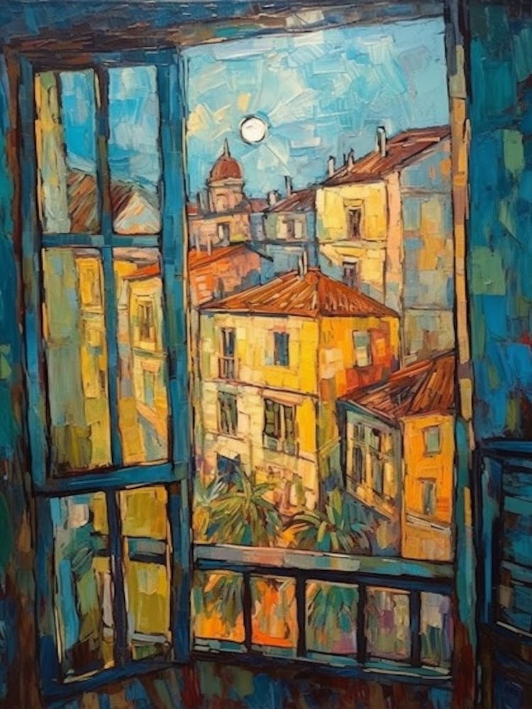 Window View Of Havana In The Style Of Expressionism 4