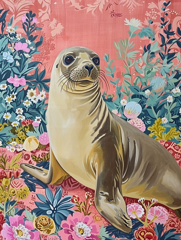 Peinture Florale Animale Éléphant de Mer 3