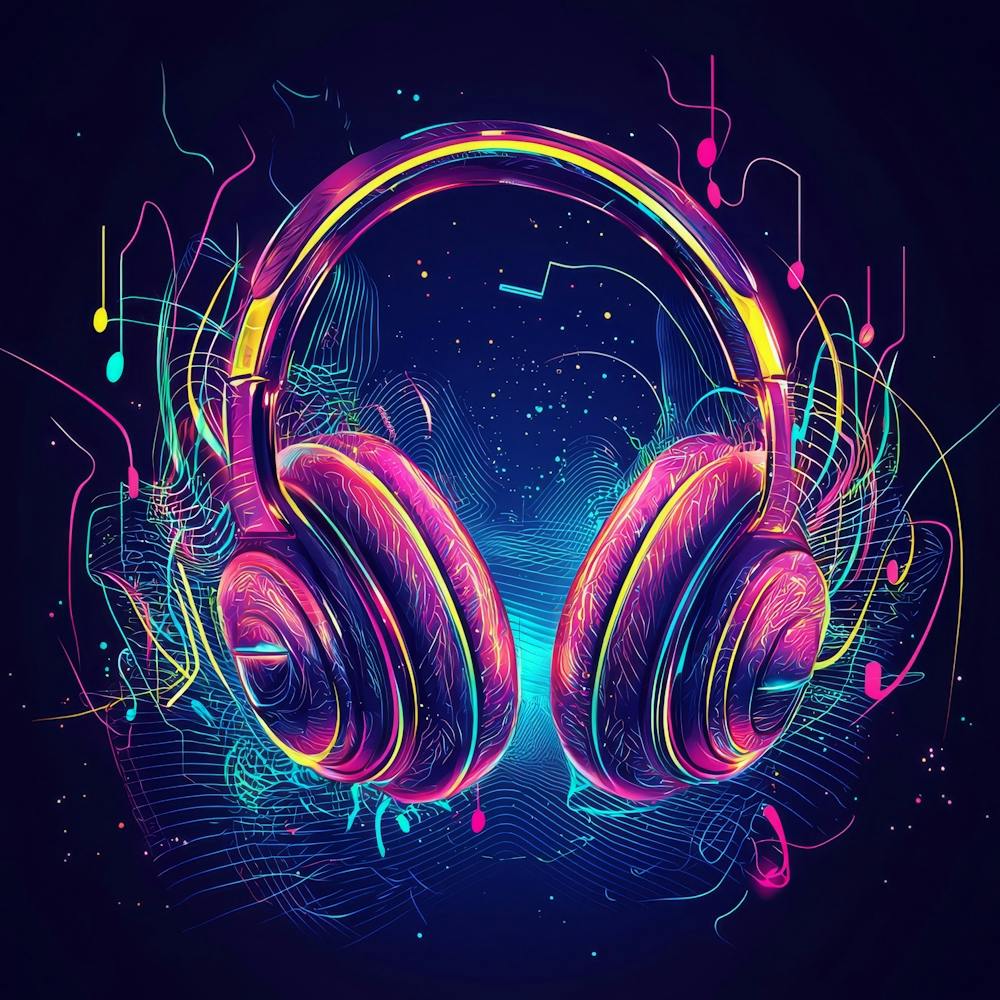 Music Notes And Headphones