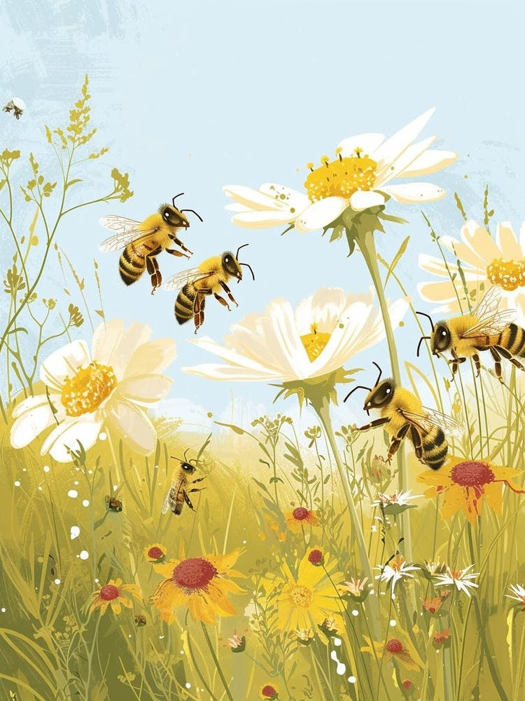European Honey Bee Storybook Illustration 10