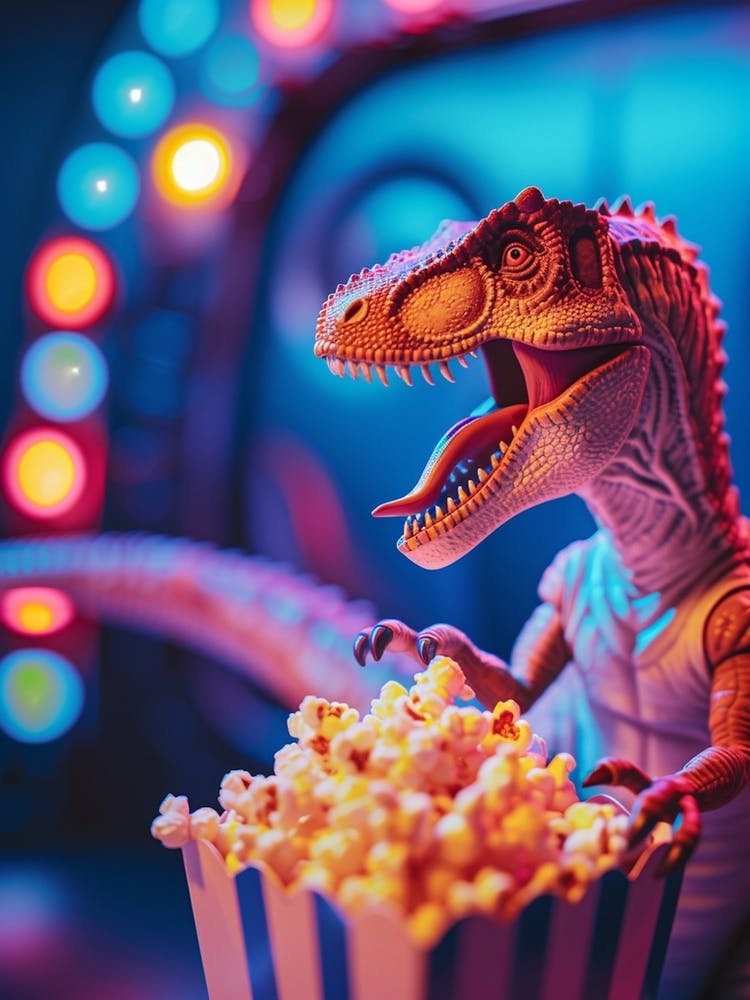 Pastell Spielzeug Dinosaurier Popcorn essend 1