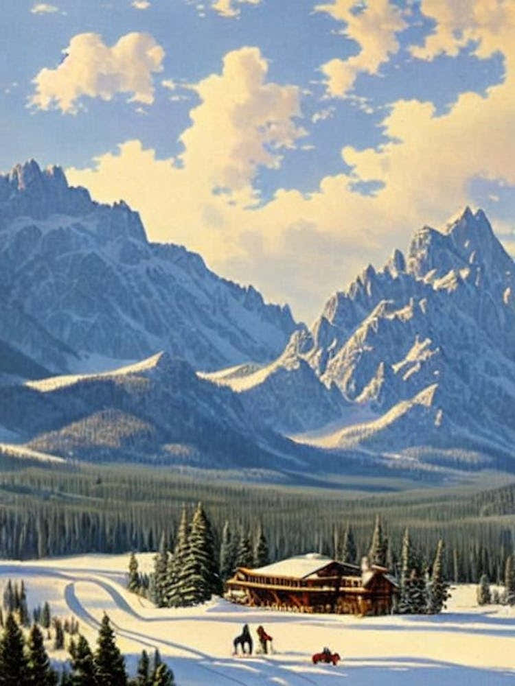 Jackson Hole, Usa Ski Resort Vintage Landscape 1 Skiing Poster