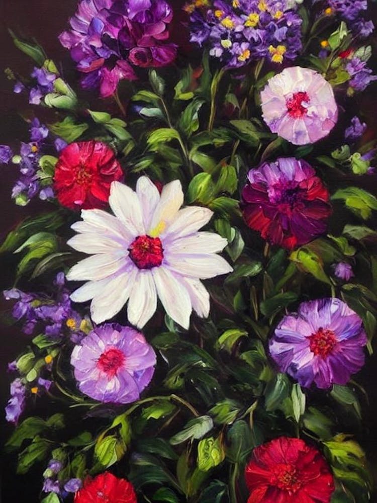 Violet Still Life Oil Painting Flower