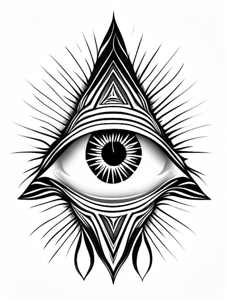 Transcendence, Symbol, Third Eye Simple Black & White Illustration 1