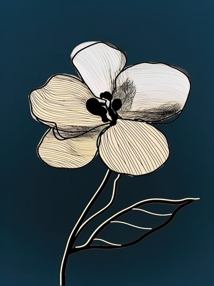 Line Art Orchids Flowers Illustration Neutral 3