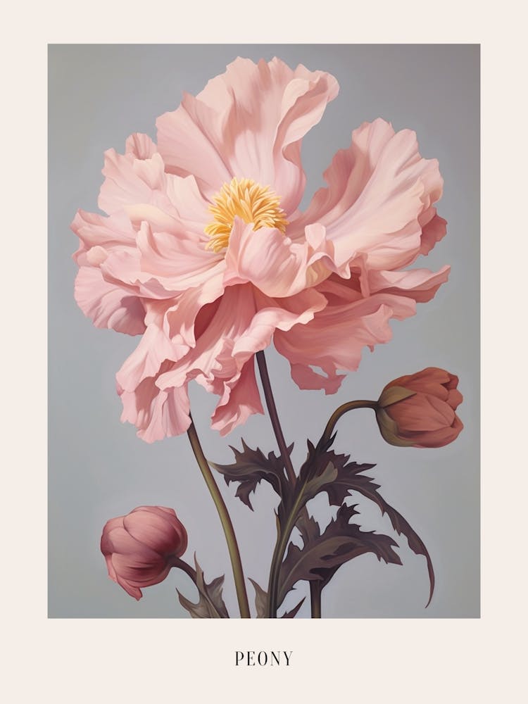 Floral Illustration Peony 1 Poster