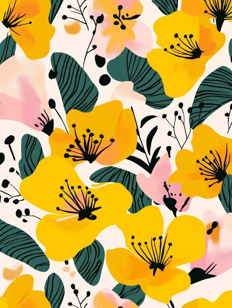 Yellow Floral Wallpaper