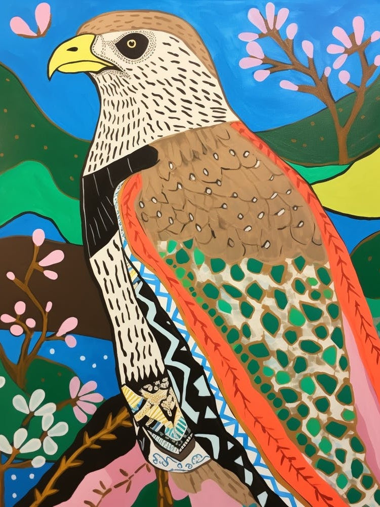 Maximalist Animal Painting Hawk 1