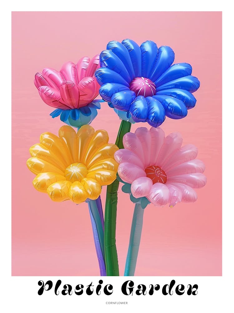 Verträumte aufblasbare Blumen Poster Kornblume 1