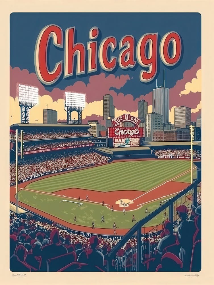 Aihrgdesign A Retro Travel Poster For Chicago Featuring The H 0c5f732c 6619 4d74 8b49 044abfd9d591 0