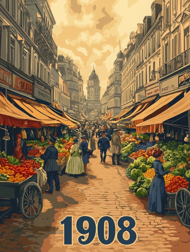 Aihrgdesign A Retro Poster Of A Bustling 1908 City Market Fea 8aa17f38 6e14 425b A6f2 E10341a75dbe 1