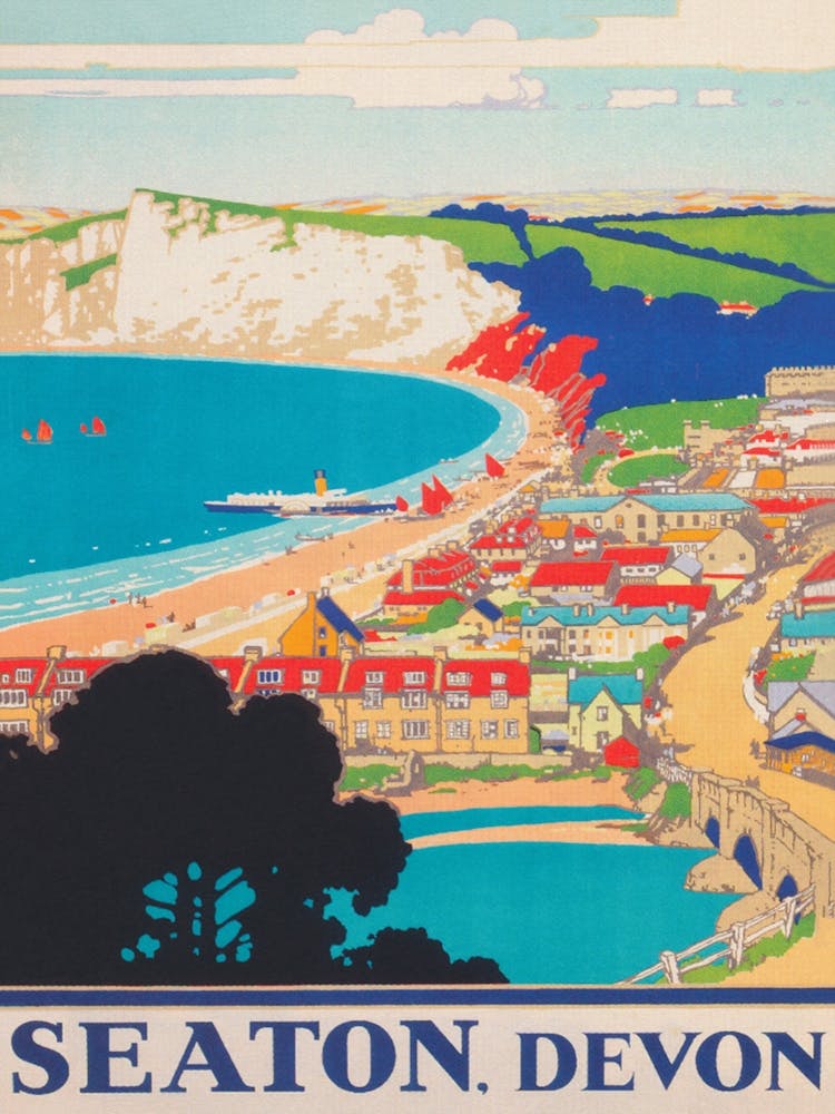 Seaton Devon England Vintage Travel Poster