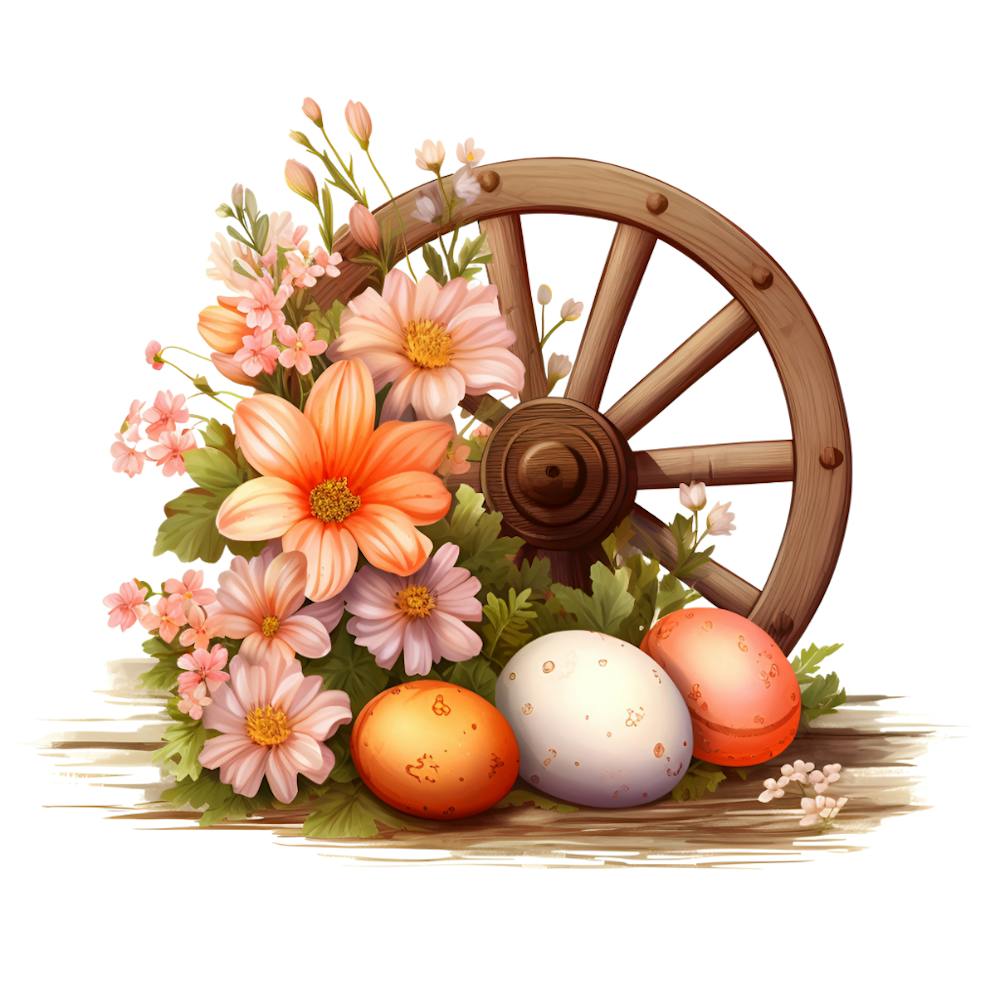 Easter Eggs And Flowers