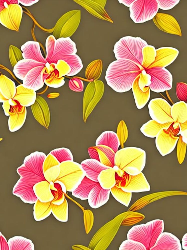 Orchids Repeat Retro Flower