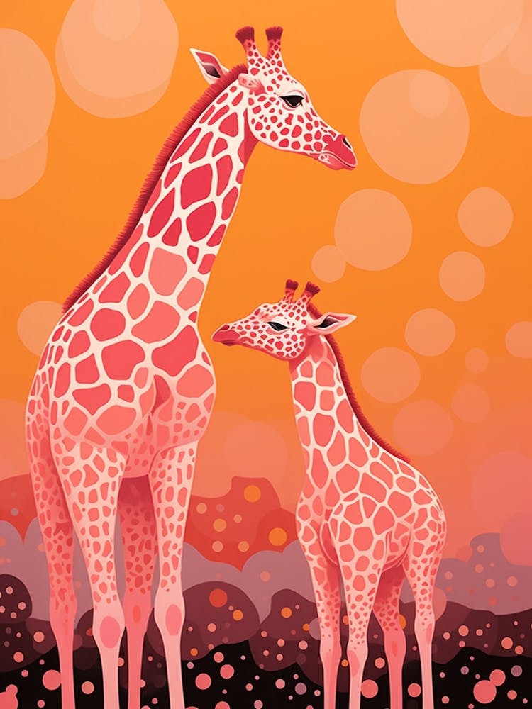 Giraffe & Calf Pink 1