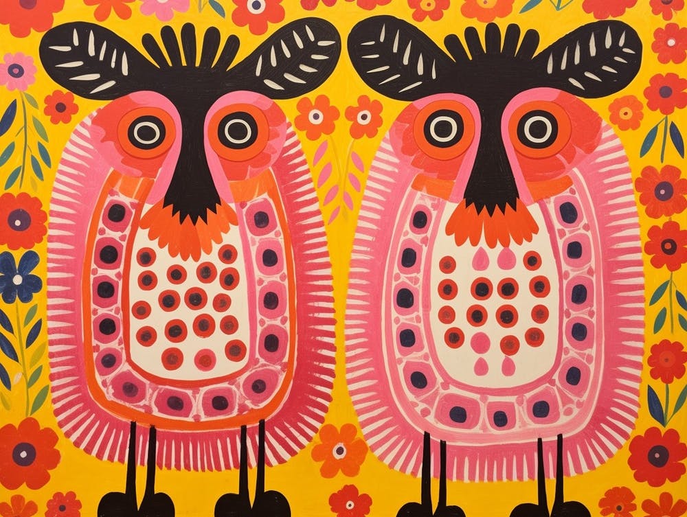 Sheep Folk Style Animal Illustration