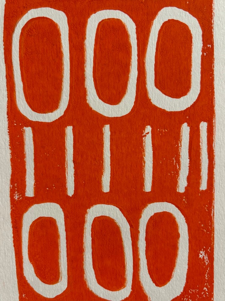 Orange And White Print