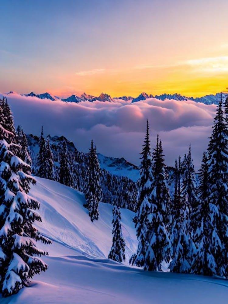 Courmayeur, Italy Sunrise Skiing Poster