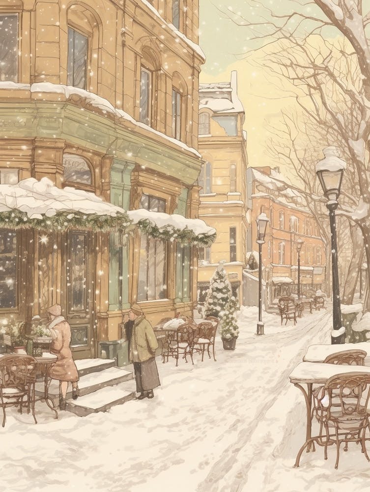 Vintage Winter Illustration Berlin Germany 1