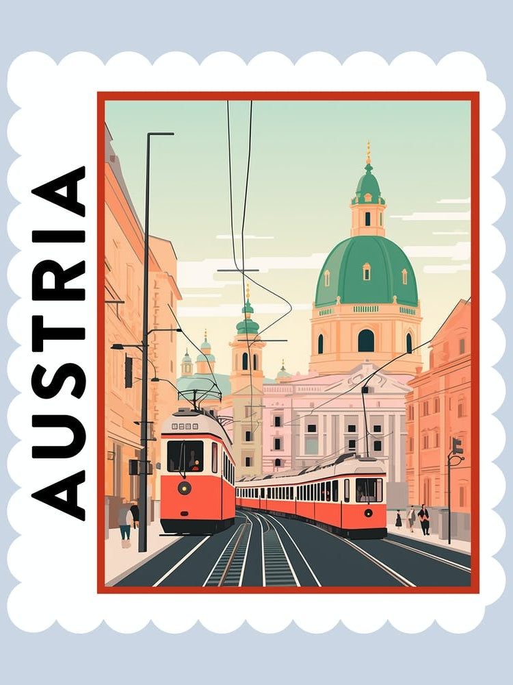 Austria 5 Travel Stamp Poster