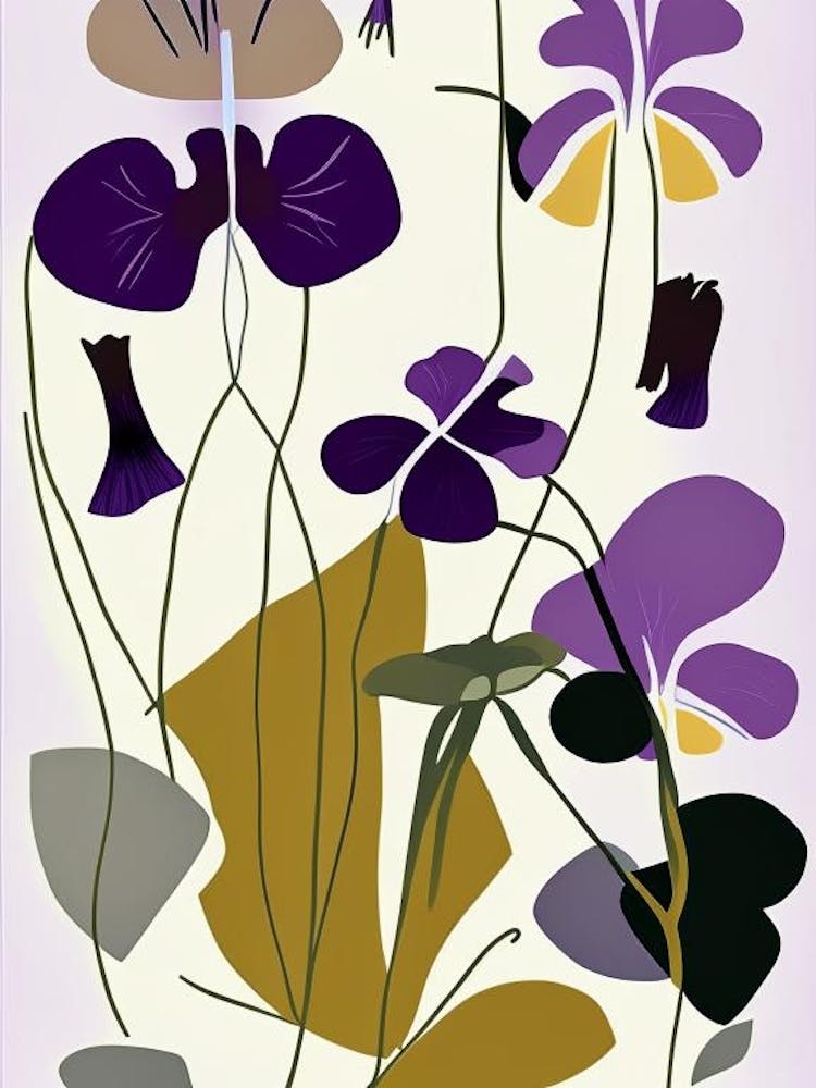 Marsh Violet Wildflower Modern Muted Colours 1